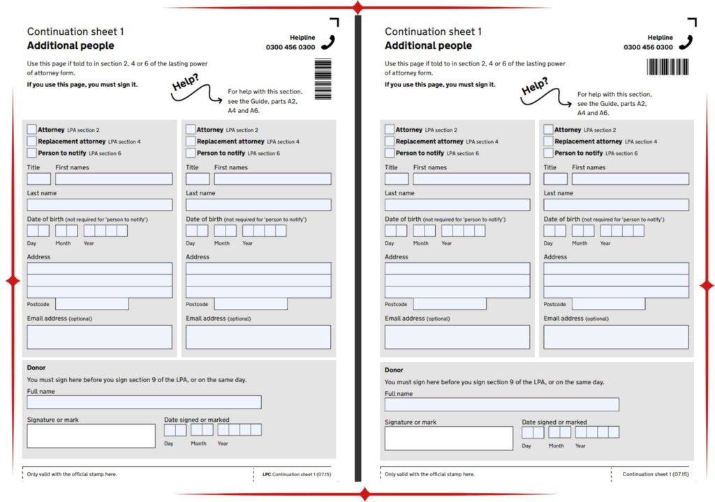 Government Power of Attorney Continuation Sheets